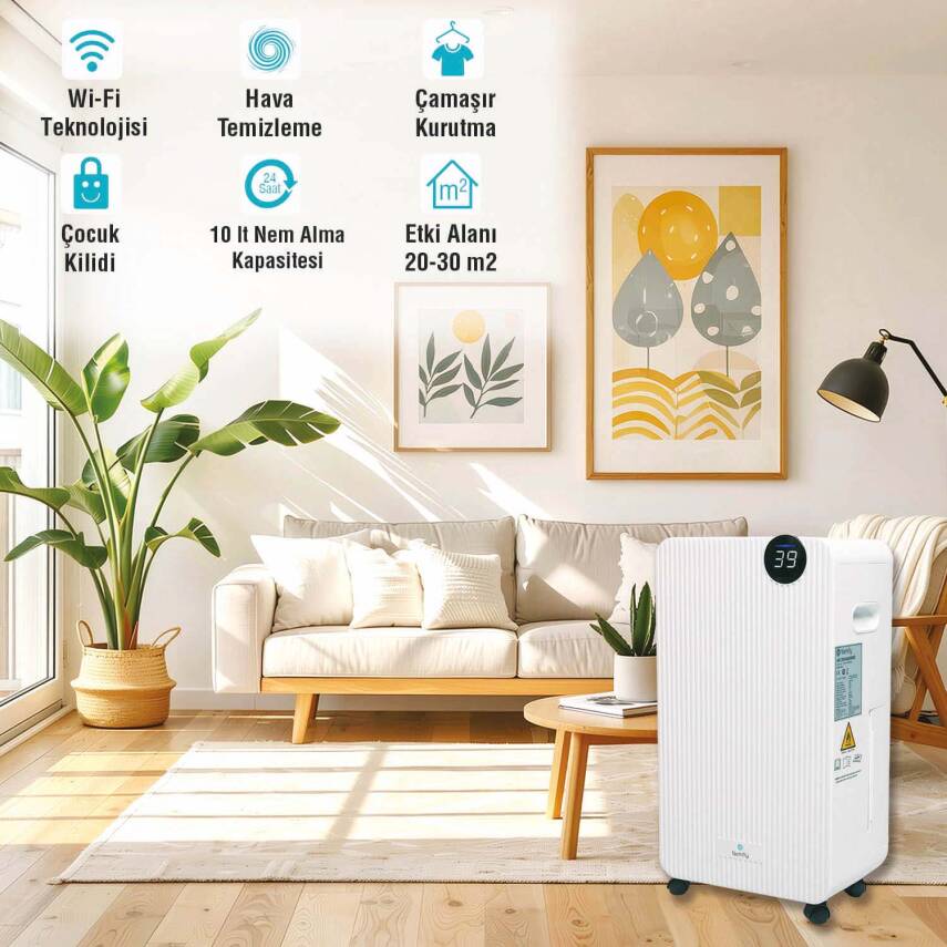 FLY10 Akıllı ( Wi-Fi ) Nem Alma ve Hava Temizleme Cihazı - 3